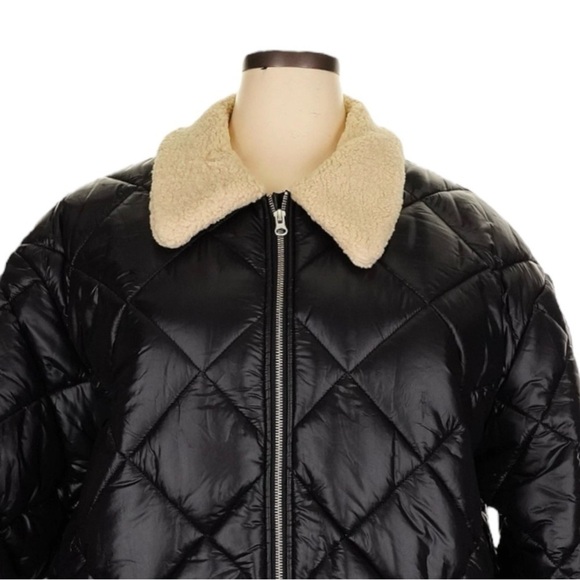 Rails Shay Bomber Puffer Jacket 2X Black Quilted Faux Fur Collar NWT $348 XXL - Picture 3 of 11